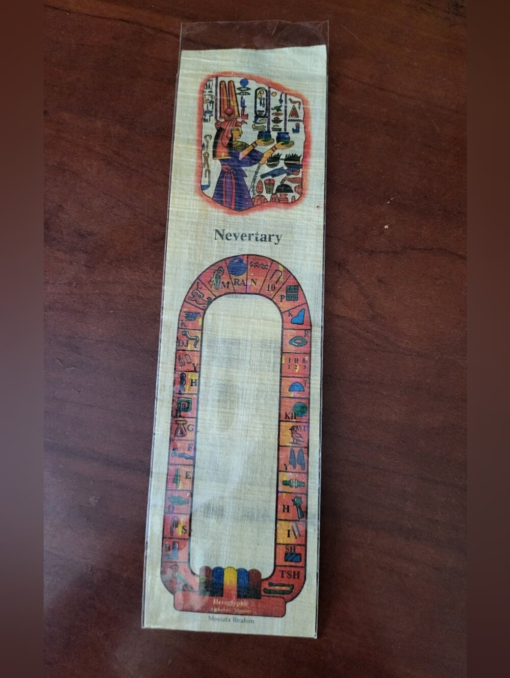 Egyptian Papyrus Bookmark Queen Nefertari Hieroglyphic Cartouche Alphabet